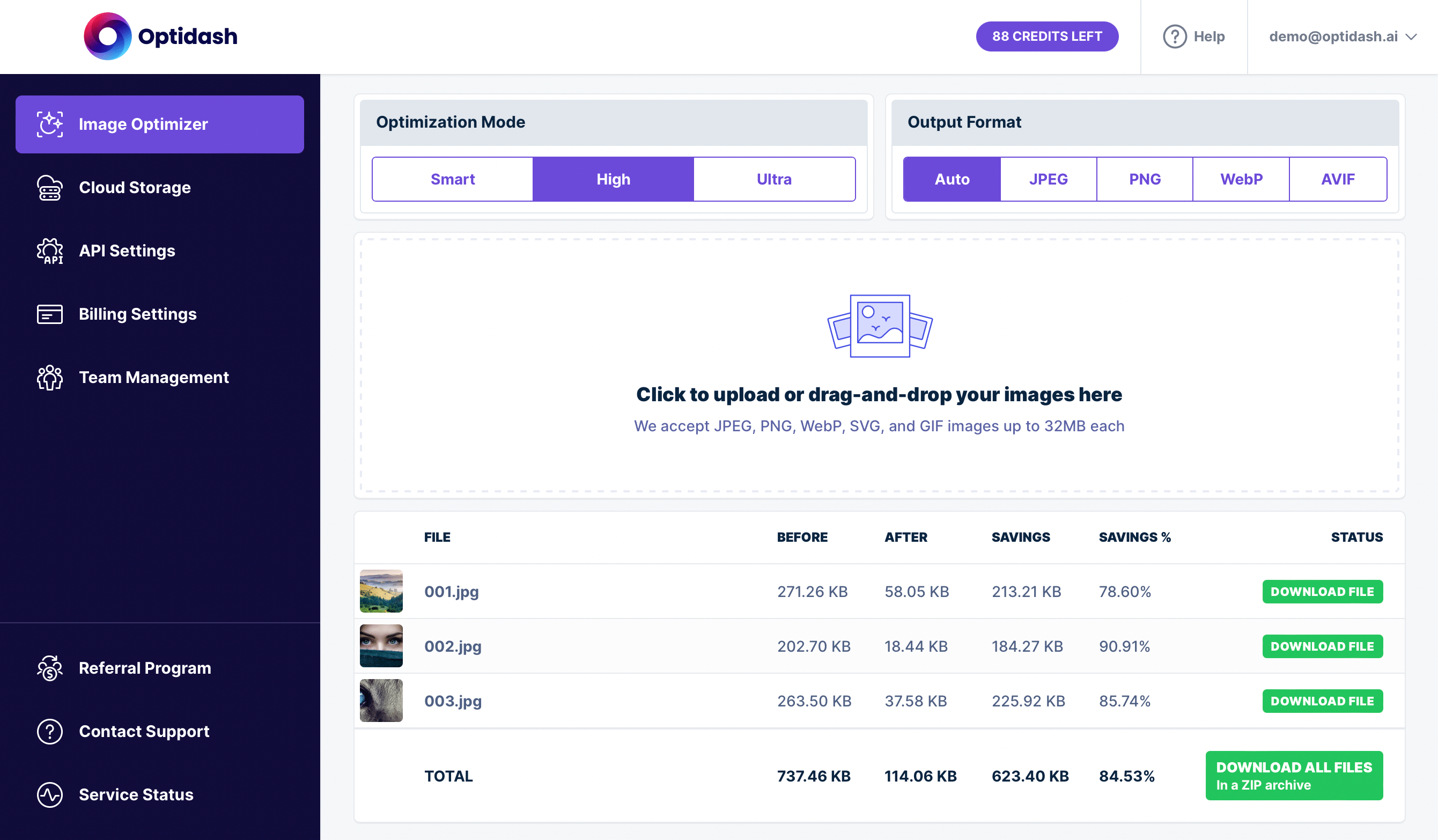 Optidash Application